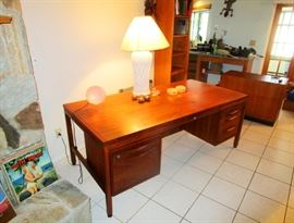 Jens Risom Walnut Executive Desk early 1960 s---all tags