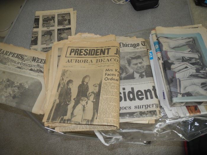 Various vintage newspapers
