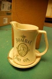 Antique Bombay Dry Gin Advertising Pitcher & Bowl
