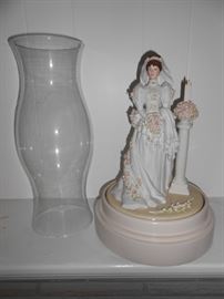 Lady in wedding dress - turns to music - box below