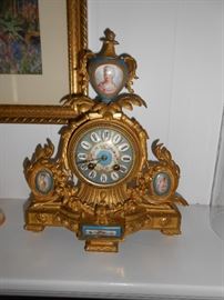 French mantle clock enamel ladies bodice's