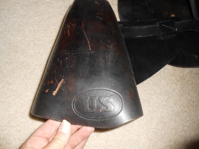 US stamped on the stirrup on the Leather Civil war McClellan saddle