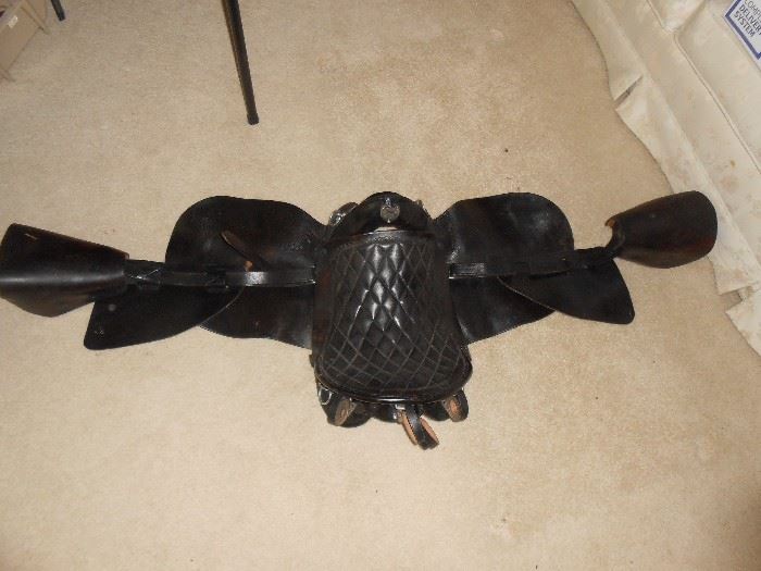 Leather Civil war McClellan saddle {George B. McClellan} (1826–1885), who wrote a cavalry manual and designed the so-called McClellan saddle that remained in use until the twentieth century.