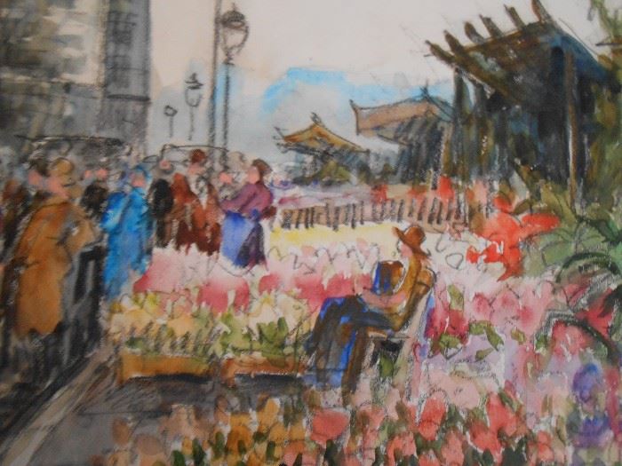 The sketch can be seen under the painting