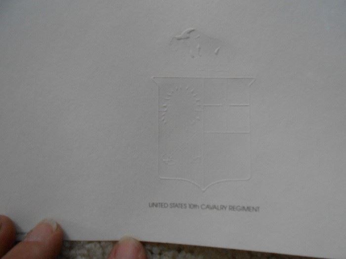Raised stamp on both sides- United 10th Calvary Regiment