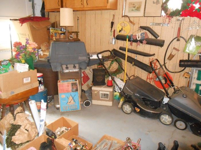 BBQ, lawnmower and snow blower