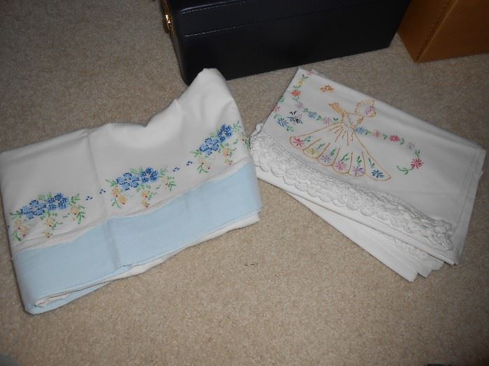 Just 2 sets of embroidered pillow cases