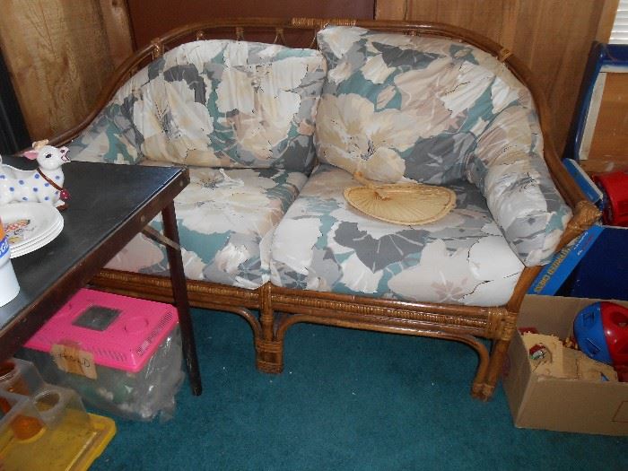 Rattan settee (needs base work)