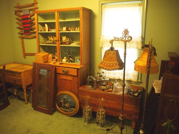 Cabinet, lamps, etc