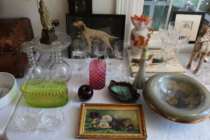 Antique French Glass, Wood and Stone carvings