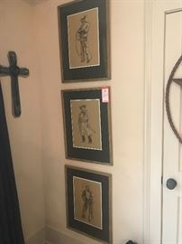 Lot 29: 3 Pen & Conte Crayon Drawings by Hugh Cabot