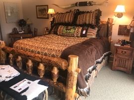 Lot 35: King Sized Rustic Timber Log Bed