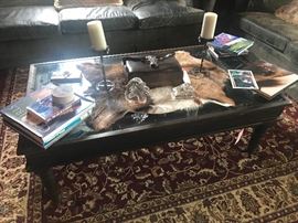 Lot 52: Carved Architectural Door Coffee Table with Glass Top