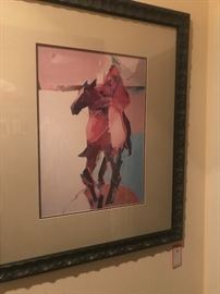Lot 78: Framed Signed Abstract Print of Horse & Rider, Signed