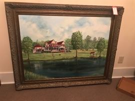 Lot 79: Large Framed Acrylic Painting of McIver Ranch House