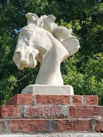 Lot 950: Pair of Concrete Horse Head Sculptures (choice)