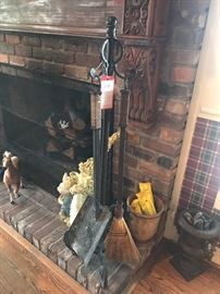 Lot 117A: Tall Iron Fireplace Tool Set