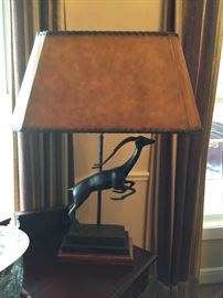 Lot 131: Bronzed Metal Leaping Antelope Lamp
