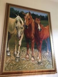Lot 160: Palatial Oil on Canvas Painting "Three Horses"