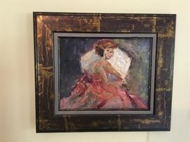 Lot 166: Anne Mann "Pensive" Oil on Board