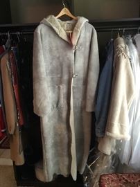 Lot 173: Newport News Hooded Long Suede Coat