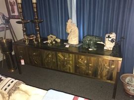 Lot 196: Mastercraft Style Brass Console-Asian Motif