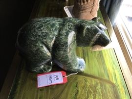 Lot 198: Carved Stone Bear w/Fish