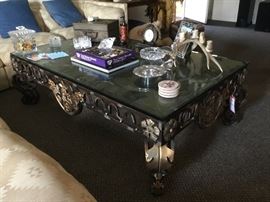 Lot 204: Large Patinated Iron Coffee Table