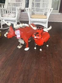Lot 209: Two Scrap Metal Orange & White Longhorns 