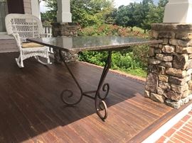 Lot 210: Granite Top Table, Iron Base