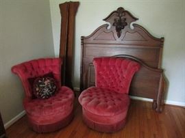 Parlor chairs and  ornate bed set (full)