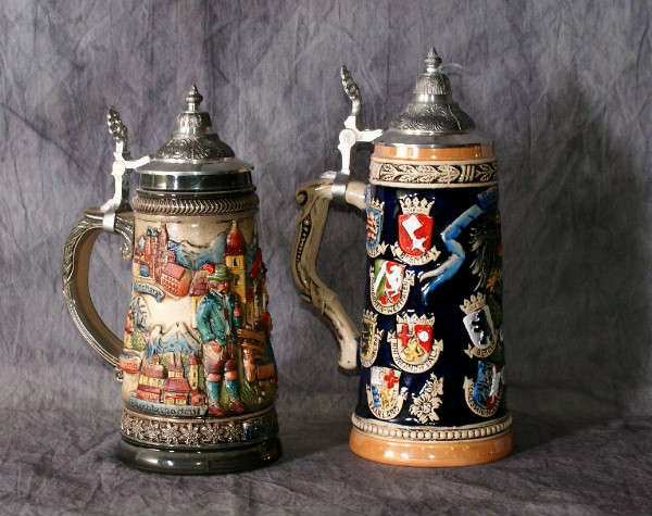 Two Zoller & Born German beer steins. 1 liter. H: 111/2"