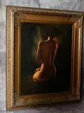 Spanish School, oil on canvas, Portrait of a nude woman, signed lower left. Image: 19" x 15"