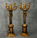Important pair of Russian/Polish Empirecandlesticks, signed: Br. Topienscy, Warszawa. H: 22 1/2"