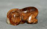 Antique Chinese carved white and brown jade pup, 18th century or earlier. 1 5/8"