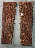 Two Chinese carved lacquer and gilt-wood panels. 26 5/8" x 9 1/2"