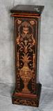 Adams style lacquered and parcel gilt wood pedestal. H: 42"