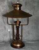 Contemporary railroad lantern style brass table lamp. H:30