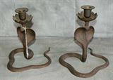 Iron Cobra candle sticks.H:8"
