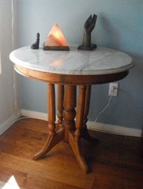 30" Marble top teak wood table antique