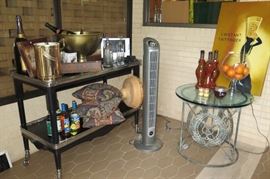 portable rolling bar, glass top table