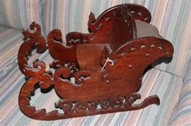 Vintage handmade sled by Ms. Johnson's father.  There are many of his handmade items through out the house.