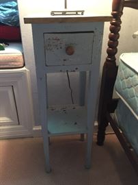 40. Pair of Primitive Robins Egg Blue Nightstands (12'' x 12'' x 31'')