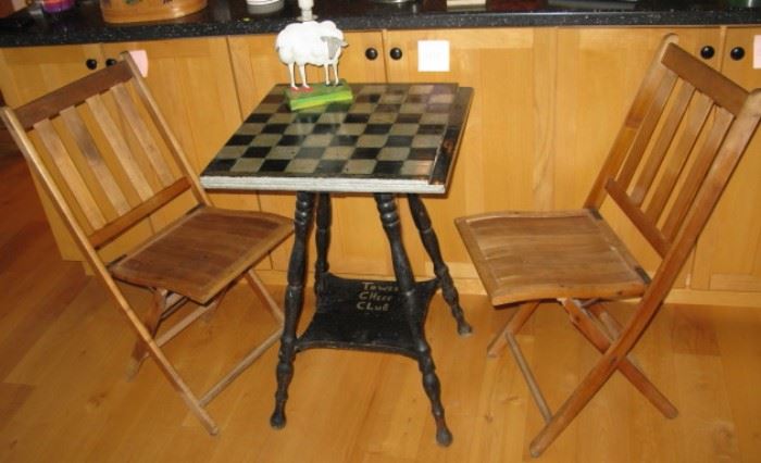 Painted Chess or Checkers table 