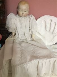Precious Porcelain Doll w Handmade Slip and Dress.   