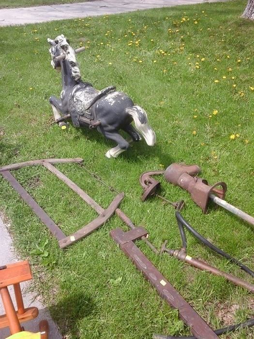 Hobby horse, old tools, pump