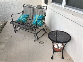 Iron glider and side table