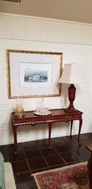 elegant sofa table, waterford crystal