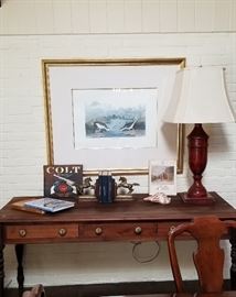 hand made three rawer rustic desk or console server table