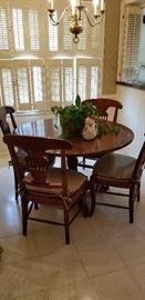 smaller size solid wood pedestal table and chairs
